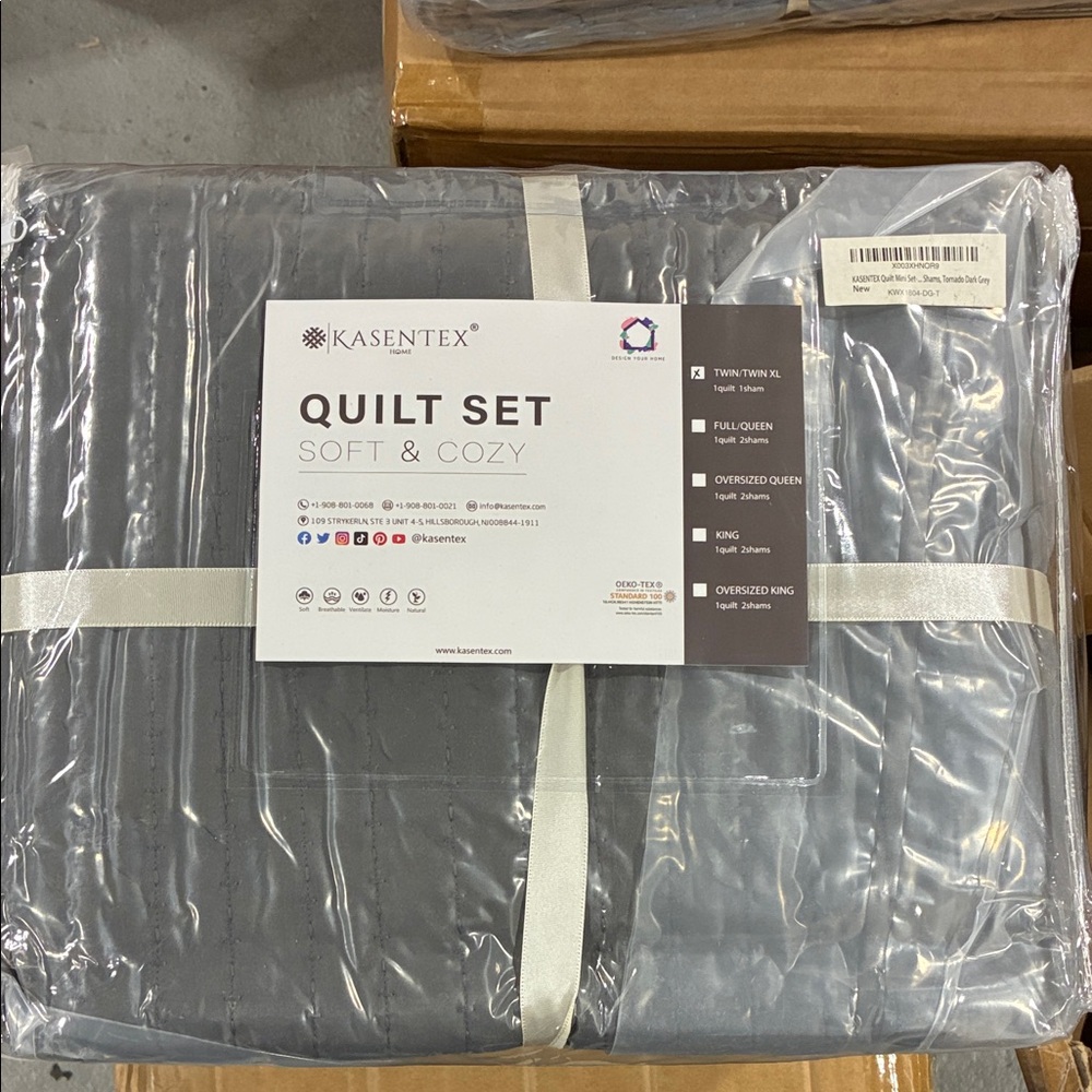 Twin Size Dark Grey Ultra Soft Rustic Nostalgic Design Quilt Set - 1804-DG-T